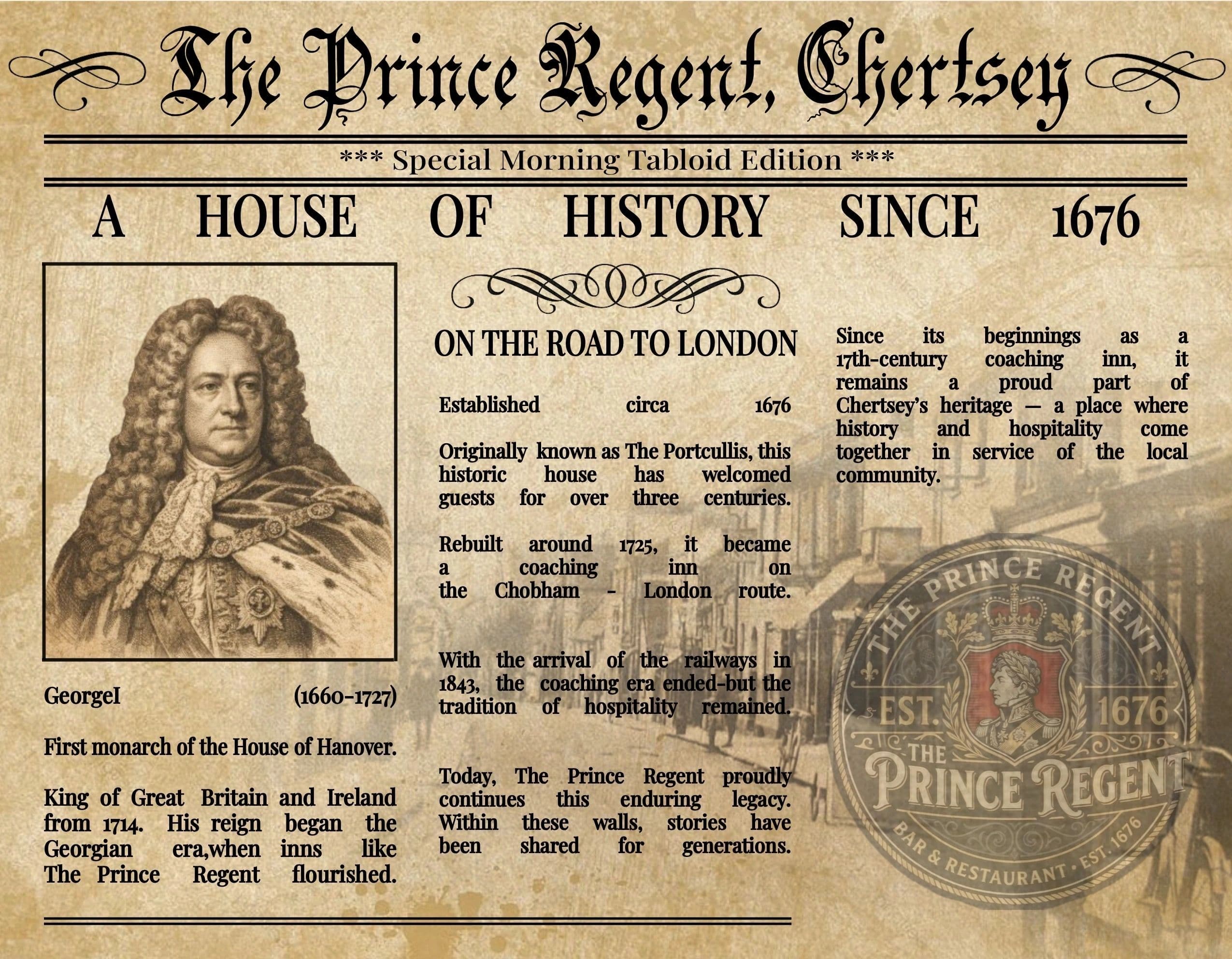 The Prince Regent, Chertsey - A House of History Since 1676